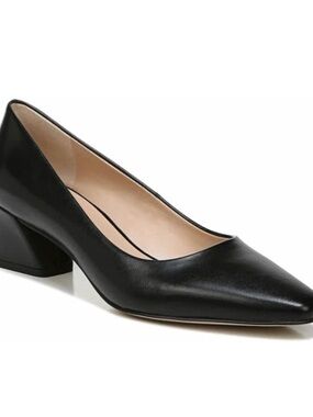 Franco Sarto Black Pointed Low Block Heel Pump